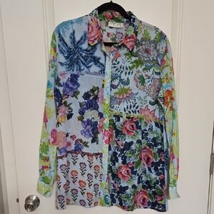 Floral Patchwork Button Down Shirt